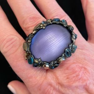 Alexis Bittar lucite and gunmetal cocktail ring